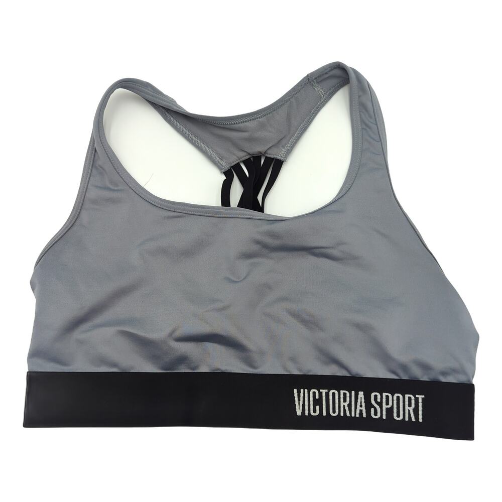 Victoria Sport 34C Sports Bra, Gray with Black Logo Band